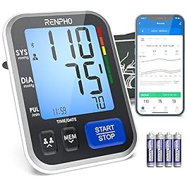 RENPHO FSA HSA Eligible Blood Pressure Monitor for Home Use, Father Day Gifts, Bluetooth Smart BP Machine with Wide Range Cuff for Large Size Adult Arms, Muti-User, Data Storage, Family Supplies