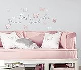 RoomMates RMK3173SCS Butterfly Dream Peel and Stick Wall Decals with 3D Cutout Butterflies , Pink