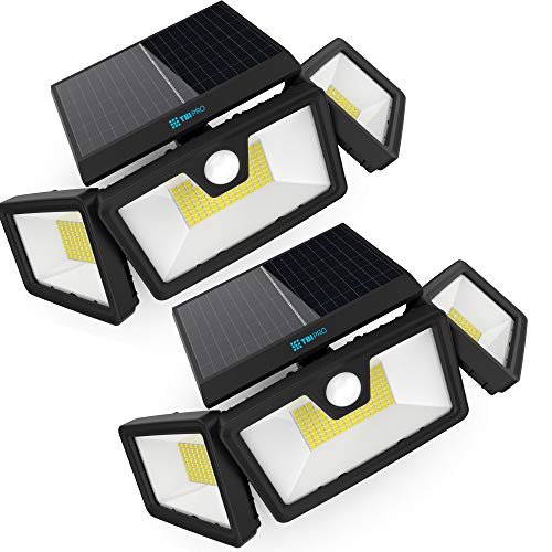 TBI Security Solar Lights Outdoor 216 LED 2200LM, 6500K - Extra-Wide Adjustable 360° 3 Heads with 3 Modes,Wireless Motion Sensor 40ft - Waterproof IP65 Spot Flood Lights Solar Powered 2200mah(2 Pack) - Thumbnail 7