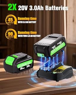 Leaf Blower Cordless Compatible with Dewalt 20V Max Battery, Electric Cordless Leaf Blower with 2× 3.0Ah Batteries and Charger,6 Speed Levels & 500CFM,Blowers for Lawn Care, Blowing Leaves (Green)