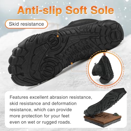 Womens Mens Barefoot Boots Shoes Minimalist Winter Snow Boots Warm Ankle Booties Zero Drop Sole Wide Toe Box Slip on Sneakers4