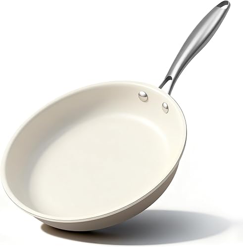 Sartén antiadherente de cerámica de 10.25 pulgadas, sin PFAS, no tóxico, apto para horno y listo para inducción, utensilios de cocina de aluminio