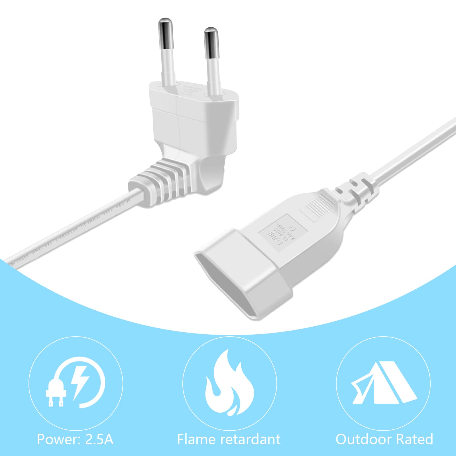 Rallonge Plate 2 en 1 Multiprise Extra Plate 250 V/2.5 A Max Rallonge Prise Fiche Plate 50 CM pour TV Ordinateur Moniteur Beamer Lampe Appareils Ménagers (Blanc)