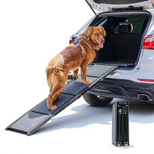 CO-Z Rampa para Perros para Coche, 160 cm Rampa Plegable para Mascotas de hasta 90 kg Superficie Antideslizante para Coche SUV Camioneta Cama Sofá