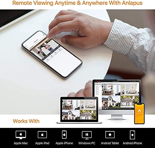Anlapus 8 Channel 1080P CCTV Camera Systems, 4pcs 2MP Weatherproof Home Security Camera and 5MP H.265+ DVR with 1TB Hard Drive, Motion Detection, Email &APP Alert,Live Viewing
