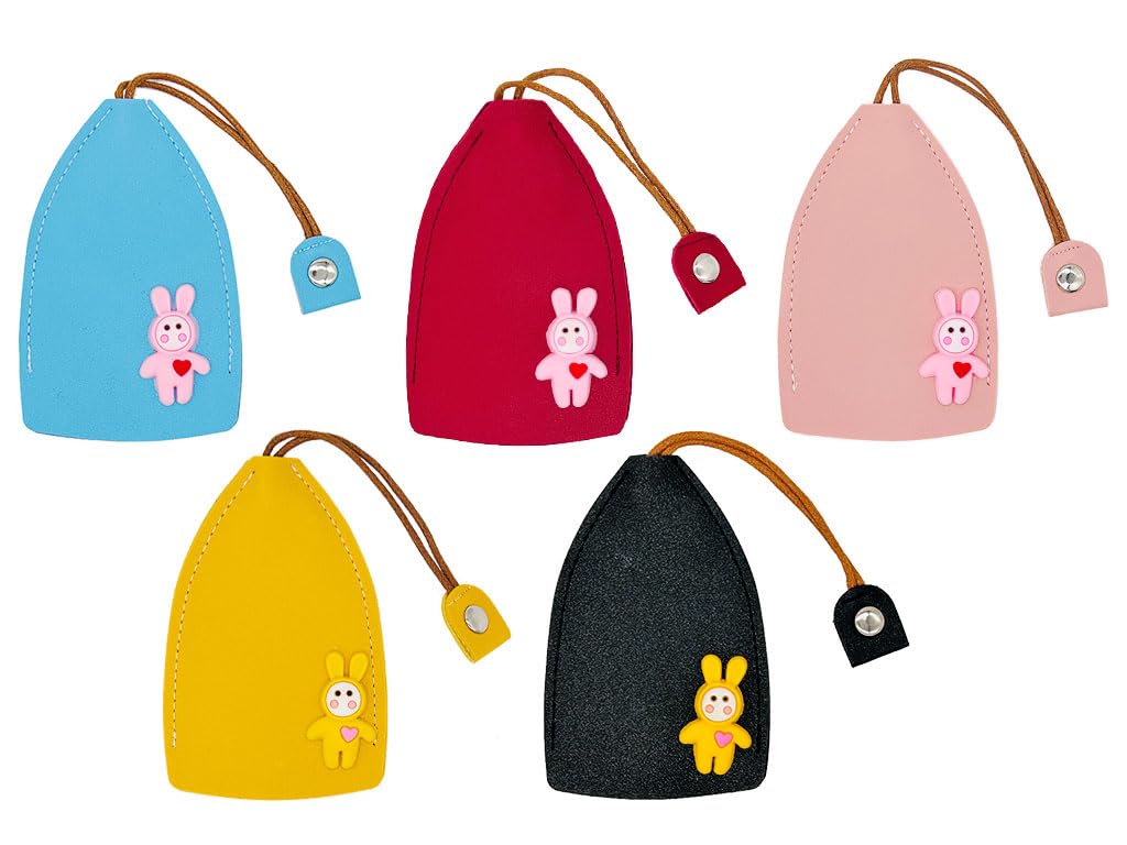 Hitopin 5 Piezas Llavero de Cuero, Funda Protectora para Llave de Coche, Funda para Llaves de Coche de Cuero Duradero, Bolsa para Llaves de Coche, Apto para Llaves de Coche (5 Colores)