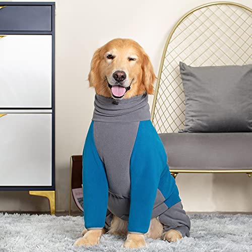 Dog Winter Warm Coats 4-Legs Fleece For Large Medium Dogs, High Collar Dog Cold Weather Coat Full Body Dog Snowsuit Comfort Windproof Dog Sweater (Xl, Blue) #TOP3