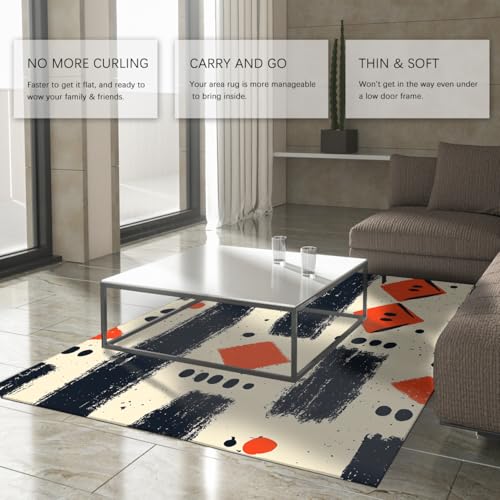 Tapis de salon géométrique orange pour une ambiance chaleureuse - 6