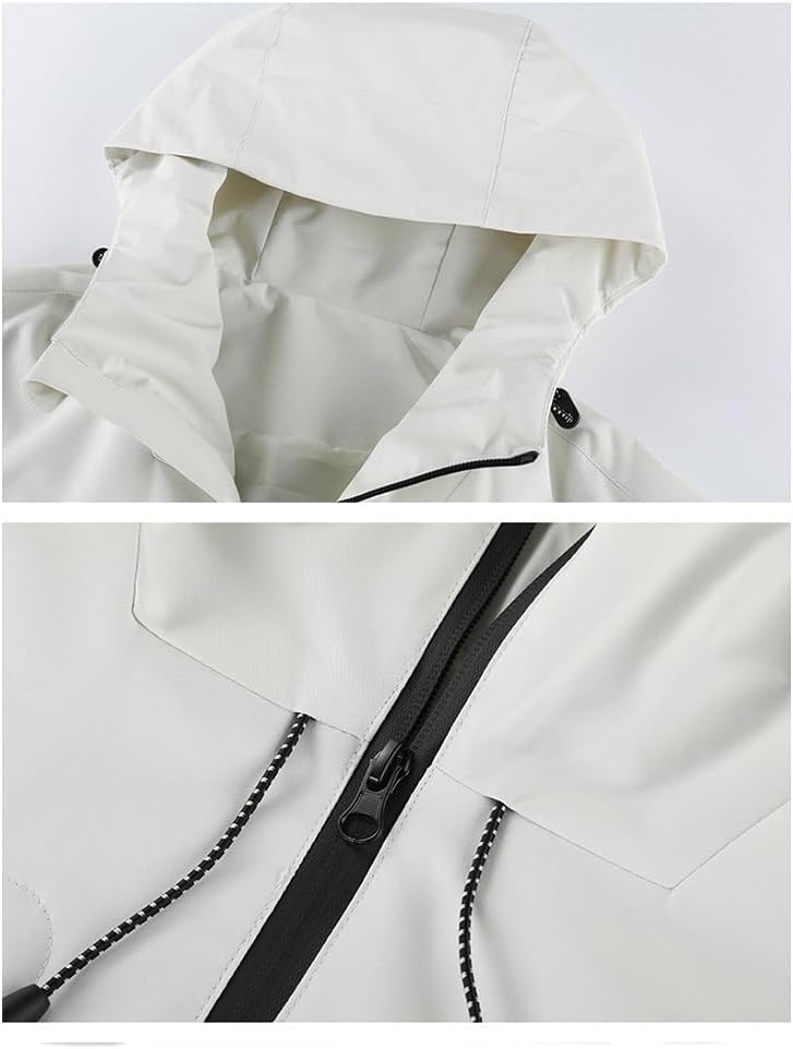 Men’s Hooded Outdoor Soft Shell Jacket Lightweight Windbreaker Unisex Jackets Hiking Active Tops 2024