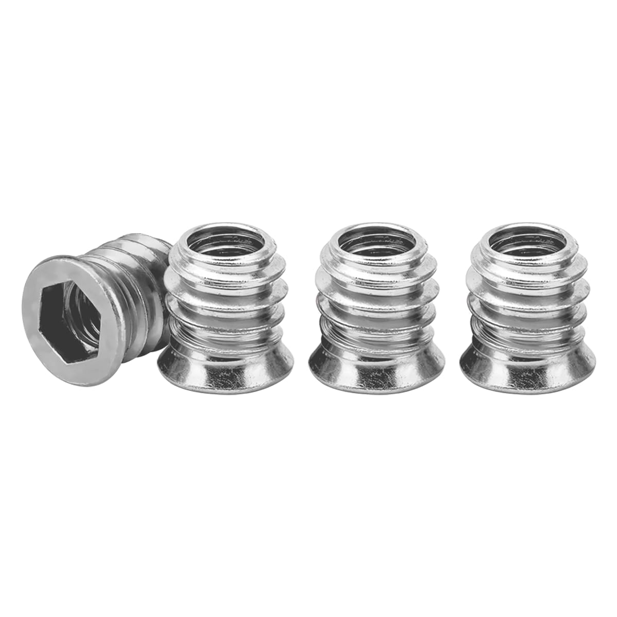 Drenky M6 Einschraubmutter, Gewindeeinsatz Holz M6x10mm Einschraubmuttern, Einschraubmuffen Verzinkte Innensechskant, Einschraubhülse Silber Gewindeeinsatzmuttern für Holzmöbel, 40 Stück