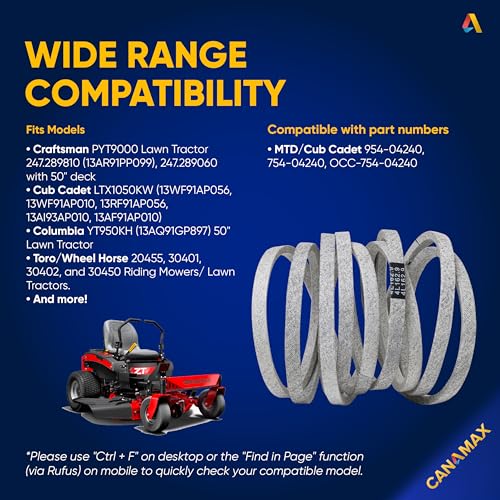 Image of 754-04240 954-04240 Mower Deck Belt - for 50 inch Deck Cub Cadet LTX 1050 LTX1050VT SLTX1050 MTD Craftsman | Aramid Cord | 162.9 inch x 0.5 inch
