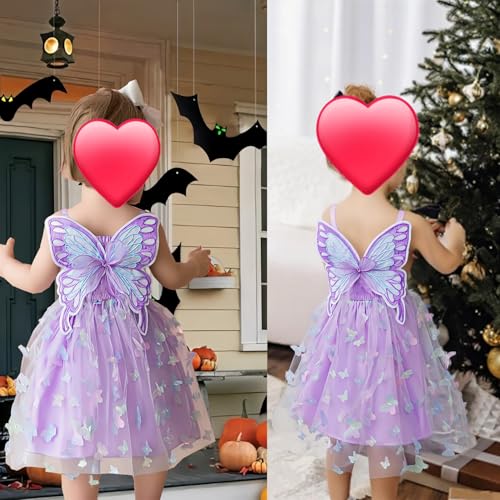 Nileafes Toddler Girl Fairy Butterfly Tulle Dress Sequins Birthday Princess Casual Holiday Dresses3