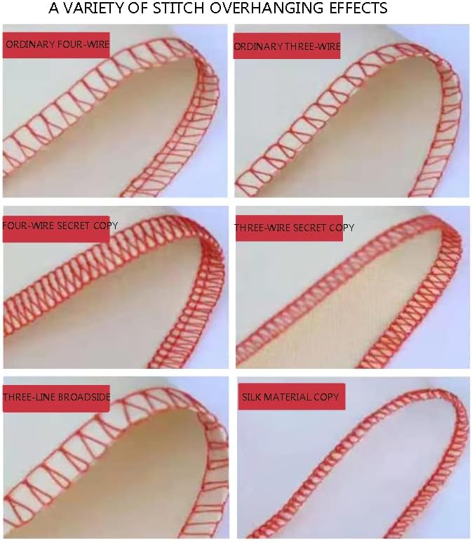 Examples of various overlock stitch types including four-wire and three-wire
