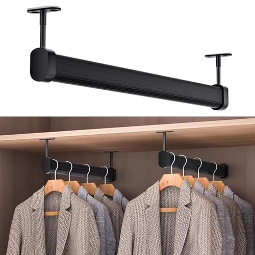 Ceiling Mount Room Dividers Closet Rod, Heavy Duty Shower Curtain Rod/ Clothes Hanger Pole and Brackets Set, Aluminum Black Closet System for Home Shopping Mall ( Color : U-shaped , Size : L 125cm/49.