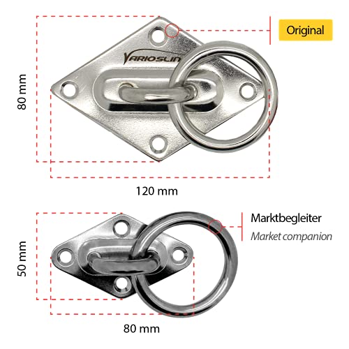 Robuste Edelstahlhalterung Variosling für Sling Trainer Box-Sack, Hängematten turnringe Schlingentrainer und vieles mehr (exkl. Schrauben+Dübel)