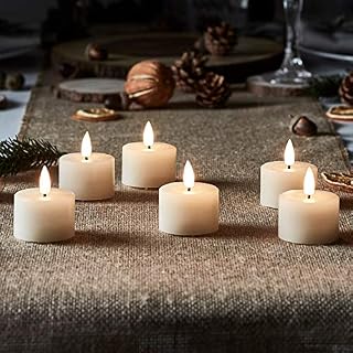 Lights4fun Set of 6 TruGlow® Battery LED Flameless Tea Light Candles Real Ivory Wax with Timer (D) 4cm