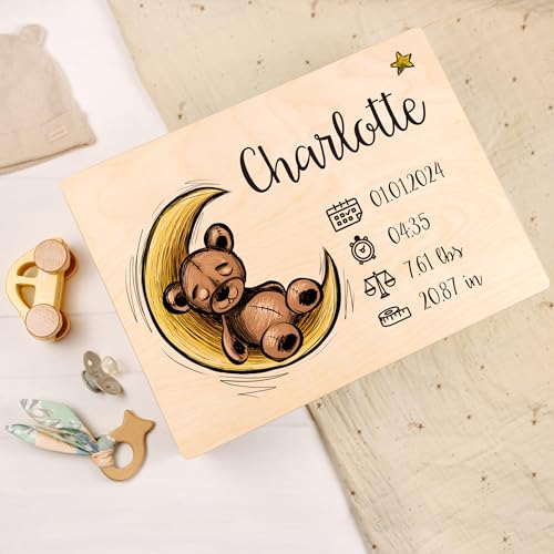 Miniatura 2 de Creative Deco Caja De Recuerdos Personalizada Para Bebés Regalo De Nacimiento Personalizado - Múltiples Motivos Cajas De Madera Personalizadas Para Niños Personalizados Para Niño Y Niña