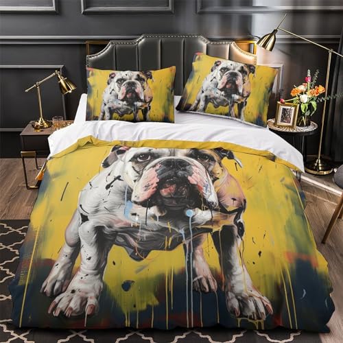 Housse de couette bouledogue français zippée sans plis king size - 4