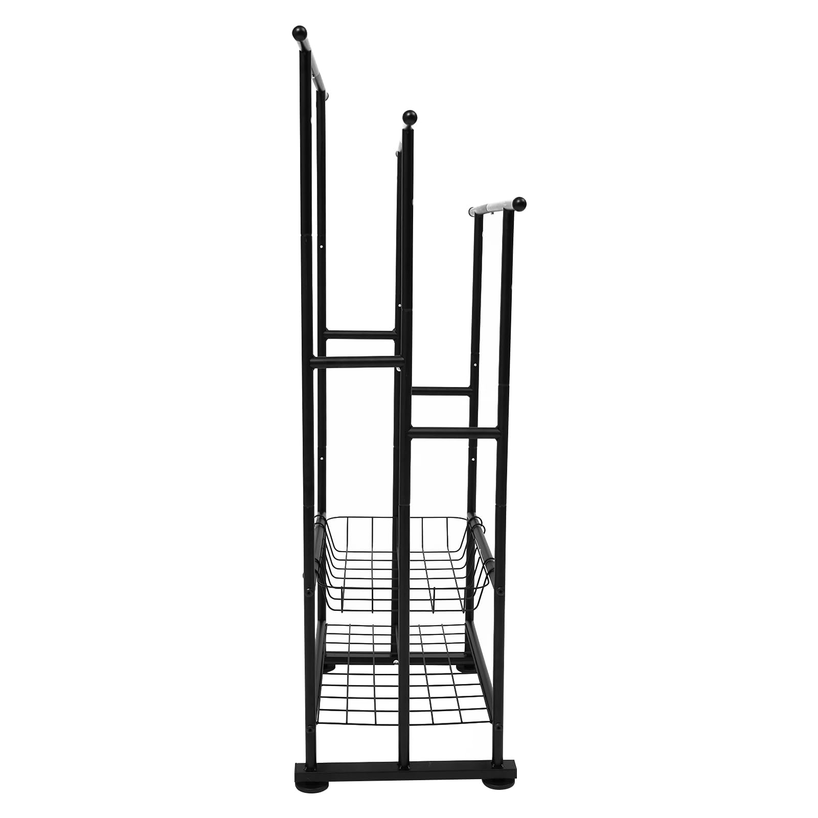 Porte-serviettes debout noir avec 3 porte-serviettes et 2 étagères en fer pour chambre à coucher, salle de bain, salon