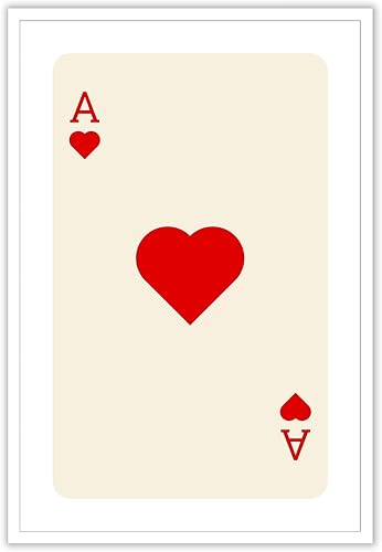 Dcvjiy Póster rojo de Ace Of Hearts de moda retro de cartas de juego en lienzo, arte de pared, impresiones estéticas bonitas, pintura moderna y