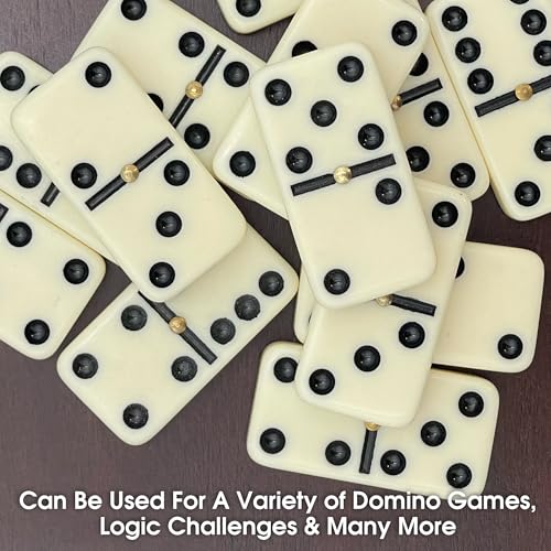 Double 6 Domino Set con Fichas Grandes y Caja de Madera miniatura 5