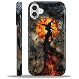 Kapadiy Case for iPhone 16 Case,Halloween Witch Moon Stained Glass Design - Hybrid Dual Protection Silicone + Hard PC Shockproof Full Body Cover Slim Anti-Scratch Protective Case for Men Women