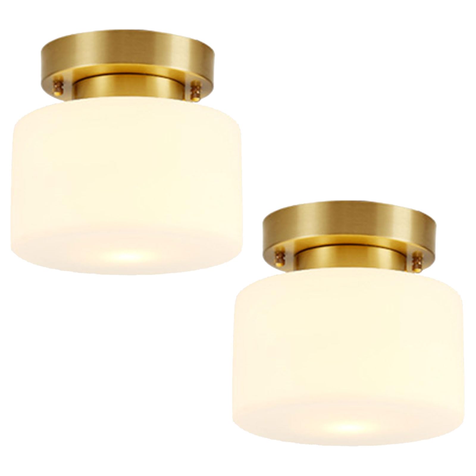 SANBDDLYY Ceiling Lamp Mini Retro Glass Ceiling Lamp Brass Flush Mount Ceiling Lamp Modern Lamps Close to Ceiling for Living Room Bedroom 1 Pack/2 Packs (Size : 2 Pack)