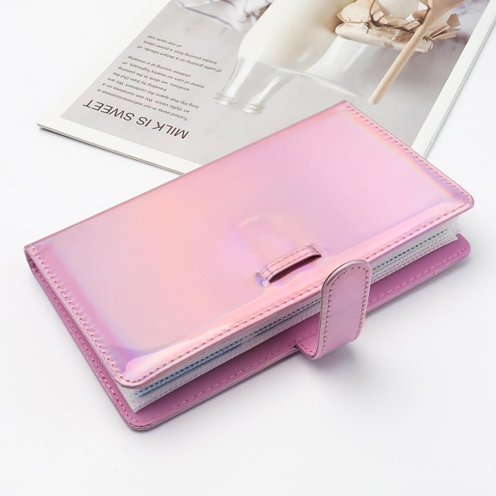 Etui na wizytówki, skóra PU, organizer na karty kredytowe, z 96 przegródkami na karty, przenośny uchwyt na wizytówki, książka, album fotograficzny 7,6 cm, książeczka, różowy, Carry-On, Różowy