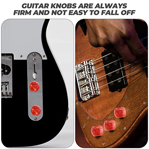 Vaguelly Guitar Knobs 1 Set Guitar Knob With Wrench Guitar Rotary Knobs Plastic Bass Knobs Potentiometer Control Knobs Volume Tone Dome Knobs For Electric Guitar Supplies Red Black Knobs #TOP7