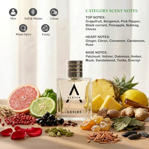 Image of A ELEVEN Grapefruit Bergamot Pink Pepper Unisex Perfume Spray Fruity Spicy Aromatic Fragrance Patchouli Vetiver Amber Musk Sandalwood Long Lasting Scent 50ml