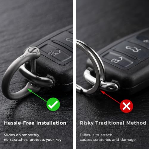 Image of FEGVE Titanium Key Chain Clip with Side-Pushing Key Ring & 2 /3inch D Ring for Car Fob Keys