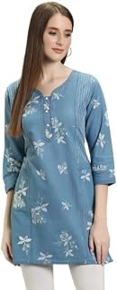 HAVVA FASHION Women's Embroidered Kurta | Flared in Washed Denim | Ideal for Casual Outing Price In India