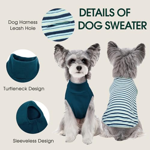 Kuoser 2 Pack Dog Sweater, Soft Dog Sweaters for Small Medium Large Dogs, Sleeveless Pet Fleece Vest,Puppy Pullover Sweatshirt for Boys & Girls, Turtleneck Dogs Winter Coat Clothes