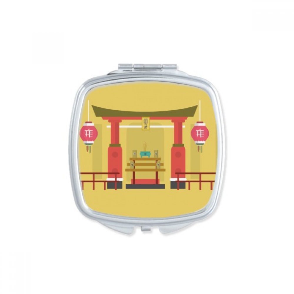 Miroir de maquillage compact portable multicolore pour sac à main avec motif lanterne de Chine