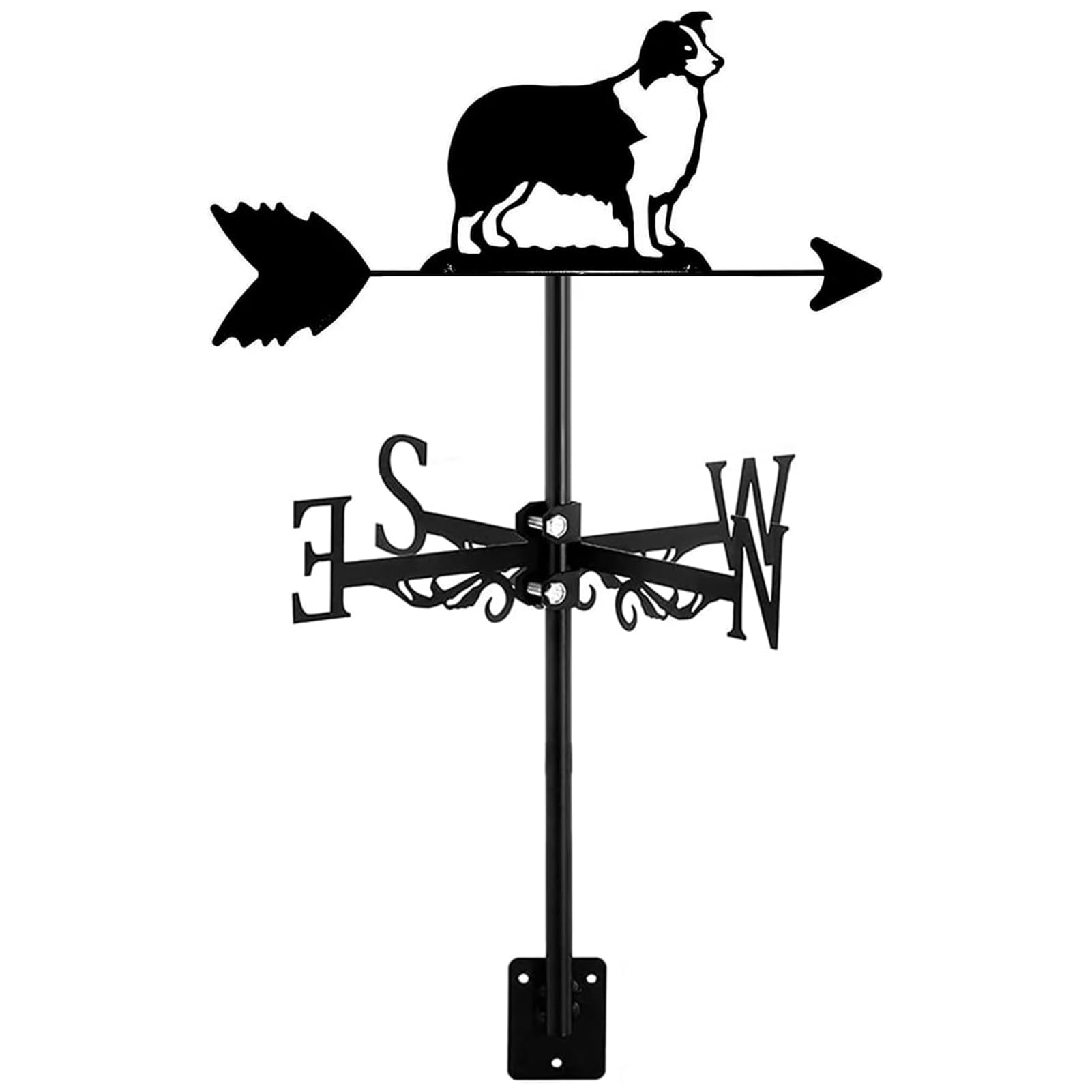 Girouette Border Collie BrolEo en métal pour toit et jardin