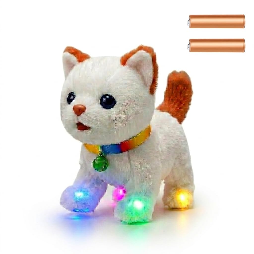 GITGRNTH Walking Talking Lighting Cat - Interactive LED Cat Toy - Musical Cute Kitty with Glowing Light Paws - Electronic Cat with Sound - Gift for Girls and Boys Baby-image-47