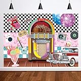 MQCGLJ 7 x 5 FT Back to 50's Sock Hop Photography Backdrops 1950s Rock Roll Prom Dance Birthday Soda Shop Disco Retro Cars Party Photo Background Decorations