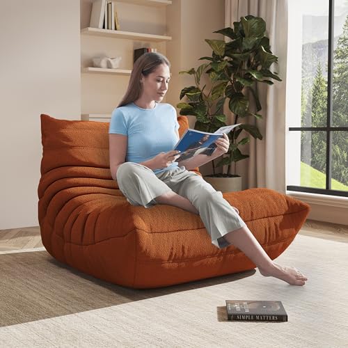 Image of Giant Bean Bag Chair for Adults,Comfy Lazy Fireside Accent Chair with Memory Foam,Cozy Single Floor Sofa Couch Boneless Chaise Lounge for Living Room Bedroom Gaming Room(1Seater)