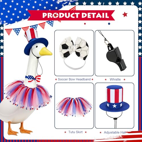 2 Set Porch Goose Outfits 4th of July, Football Referee & Patriotic Goose Clothes Fit 23" Plastic/Cement/Concrete Geese Statues, the World Cup & Independence Day Garden, Patio, Yard & Lawn Decor — view 6
