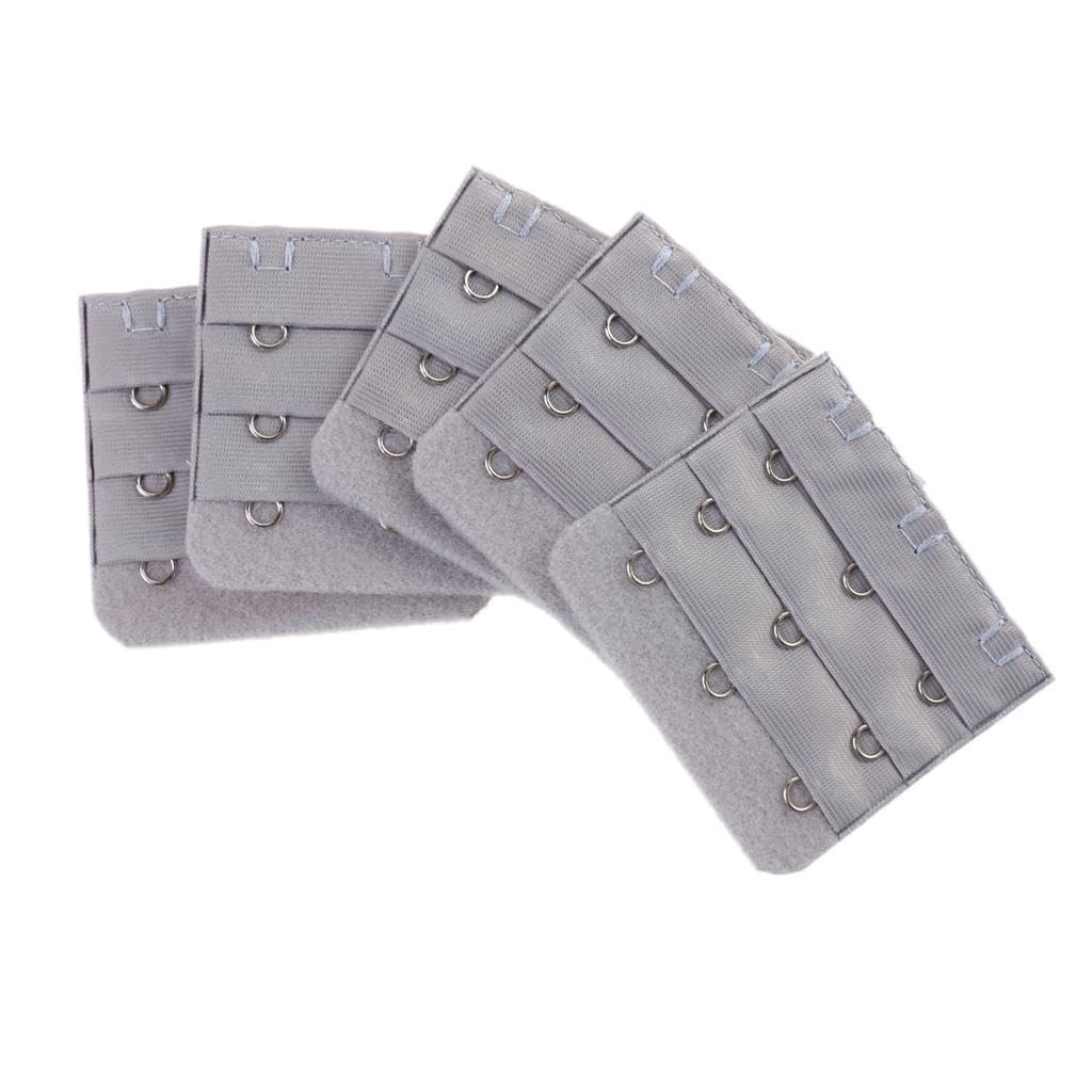 nivaa 5pcs Elastic Bra Strap Extension Bra Extenders 3x 3 Hook Gray-picture-2