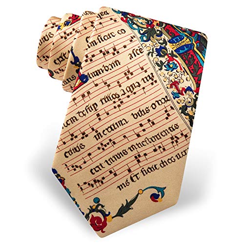 Men's 100% Silk Beige Illuminated Music Score Musical Notes Tie Necktie #TOP8