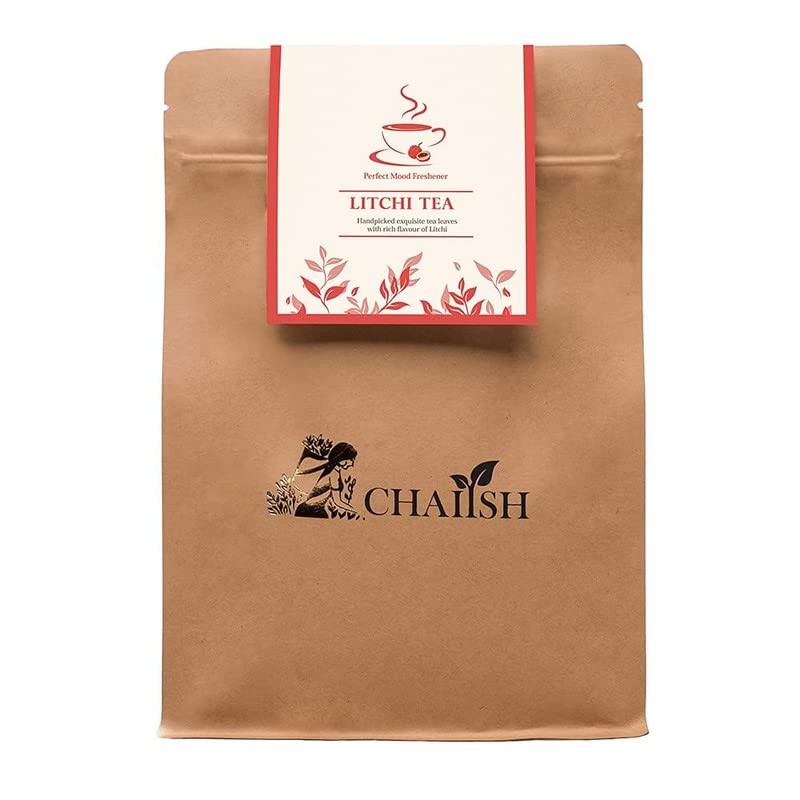 Chaiish Premium Litchi Flavoured Tea Chai Patti Strong Finest Authentic Black Teas Refreshing with Great Aroma & Taste, 250 Gram