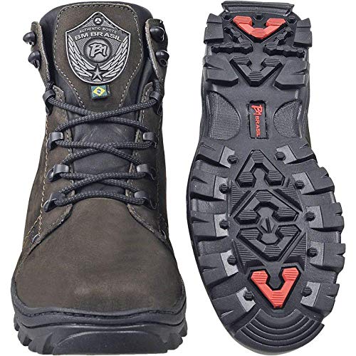 Bota Masculina Adventure em Couro Bmbrasil 8000-02 Cimento Forro Antibacteriano 40
