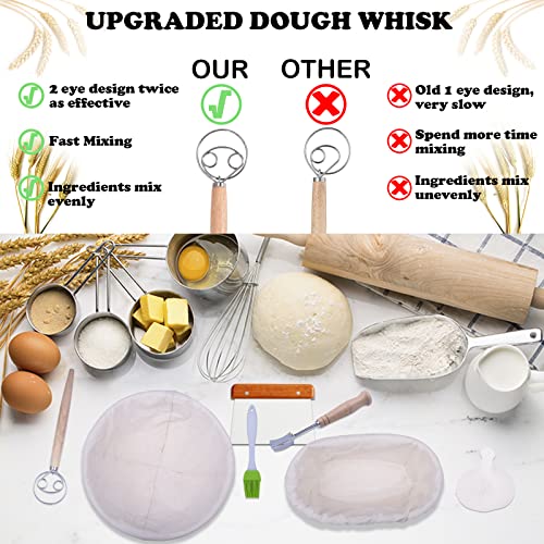 Bread Banneton Proofing Basket Set Of 2, Banneton Proofing Basket 10 Inch Oval & 9 Inch Round Proofing Basket For Sourdough - Sourdough Starter Kit - Bread Proofing Bas, Gifts For Bakers #TOP3