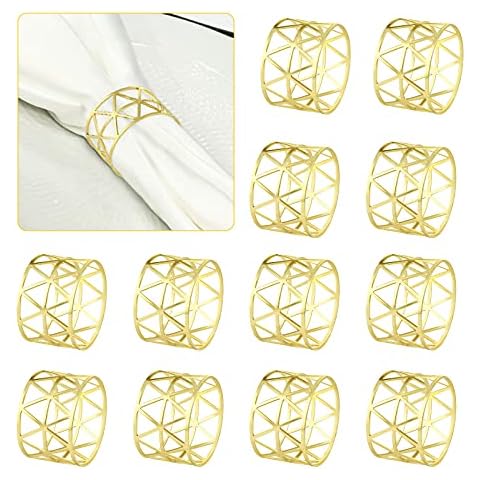 Kesote 12 PCS Serviettenringe Gold Serviettenschnalle Serviettenhalter Vintage Tischdeko für Hochzeit Party Weihnachten Geburtstag Cover