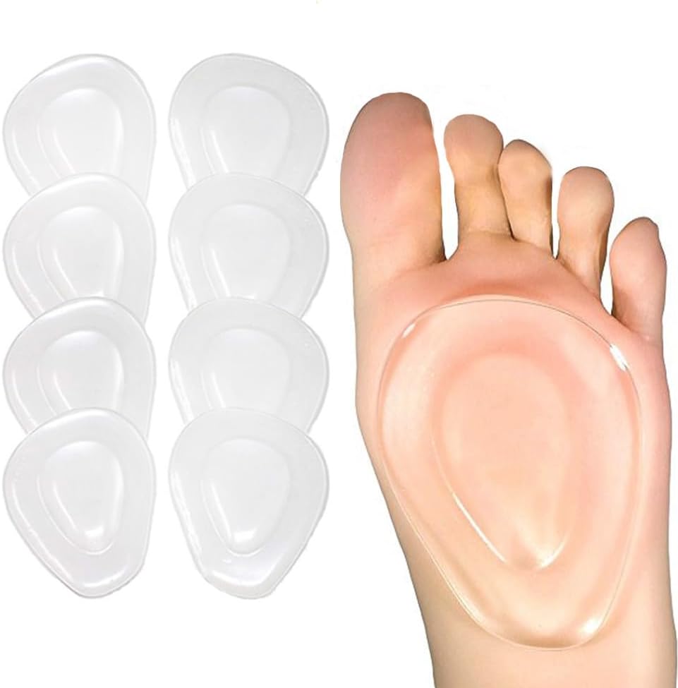 Metatarsal Pads Ball of Foot Cushions 8 Pack /4 Pairs Gel Ball Feet Pads Mortons Neuroma Callus Foot Pain Relief Bunion Forefoot Support for Women Men (One Size Fits All, Count, 8)