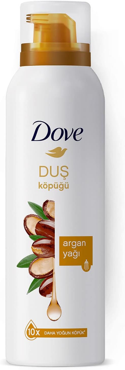 Dove Argan Yağı Duş Köpüğü,10 Kat Daha Yoğun Köpüğe Sahip Kremsi Formül, 200 ml, Beyaz