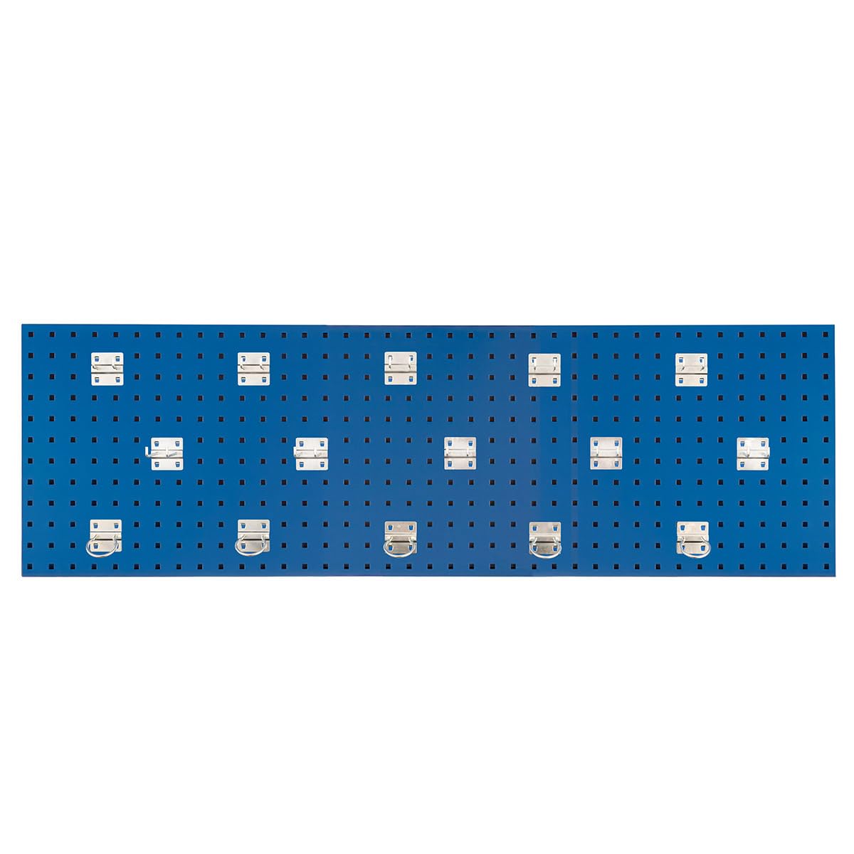 Bigdug Blue Tool Panel & Hook Set - Louvre Panel Kit 456H X 1482W X 20D Mm - Tool Hooks Storage Wall Mounted - (Kit 4) 15X Hooks