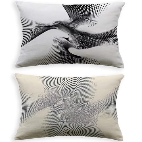 Housses de coussin extérieur blanc lin 40x70cm avec fermeture invisible