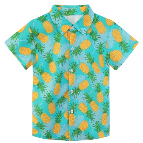 Image of XiaoMoSha Hawaiian Shirts for Boys Button Down Shirt Short Sleeve Shirts Girls Hawaiian Shirt Summer Beach Tops for Kids